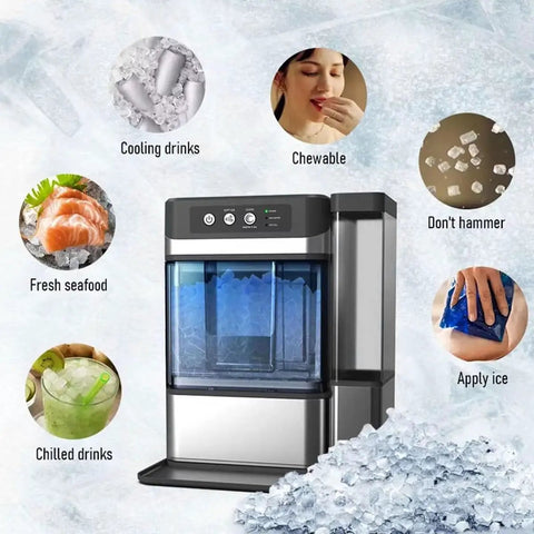 Solid Countertop Nugget Ice Maker That Chills Cocktails Swiftly With Squishy Soft Cubes And Makes Weekend Tailgates Hit Different With Zero Setup Hassles Or Waiting, producing chewable ice cubes.