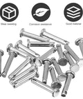 20 Piece Stainless Steel Clevis Pin Kit With Flat Head Single Hole Pins for DIY and Industrial Use, showing wear-resistant and corrosion-resistant icons