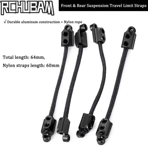 Front And Rear Suspension Travel Limit Straps For Losi 1 18 Mini LMT Monster Truck Shock Absorber Protection Upgrade Durable Aluminum With 60mm Nylon Straps