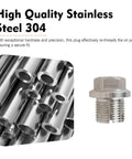 Heavy Duty Stainless Steel Oversize M14 X 1.5 Piggyback Oil Drain Plug For Cars With Self Tapping Thread Fix And Free L Wrench Plus O Ring Seal, 304 steel