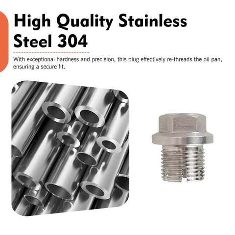 Heavy Duty Stainless Steel Oversize M14 X 1.5 Piggyback Oil Drain Plug For Cars With Self Tapping Thread Fix And Free L Wrench Plus O Ring Seal, 304 steel