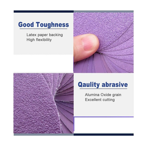Versatile 30 Pack Sanding Discs For Drill And Rotary Tool, Premium Wet Or Dry Aluminum Oxide Grit Range 60 To 10000, close-up of durable latex paper backing.