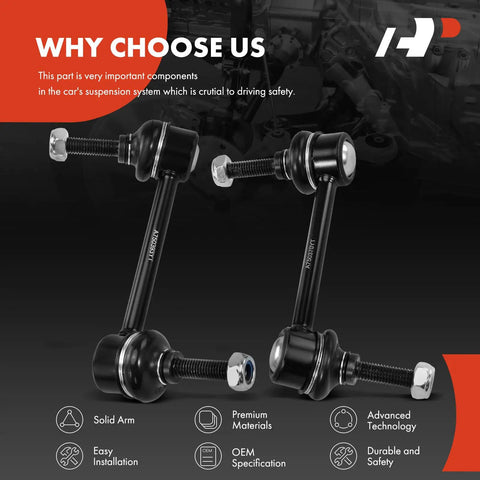 Two Pack Rear Sway Bar Links Stabilizer Kit Fits Ford Explorer 2011-2019 Flex Taurus Police Interceptor Sedan Utility Special Service Sedan Lincoln MKS MKT 2010-2019 Direct Fit Replacement; image shows two sway bar links, highlighting solid arm and premium materials.