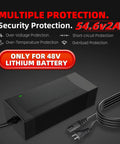 54.6V 2A Fast Electric Bike Charger For 48V Batteries with security protection features and plug design for e-bikes