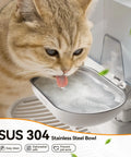 Cat drinking from Wastewater Separation Cat Water Fountain With 3.5L Stainless Steel Bowl, Self Cleaning Cycle, Wireless Pet Dispenser