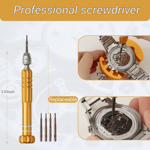 Pro Grade 155 Piece Watch Repair Kit With Precision Screwdrivers, Case Opener, Link Removers, Band Adjusters, and Carrying Case