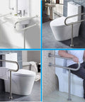 Heavy Duty Stainless Steel Toilet Grab Bar And Wall To Floor Safety Rail 23 6 Inch near toilets in bathrooms, supports 330 lbs
