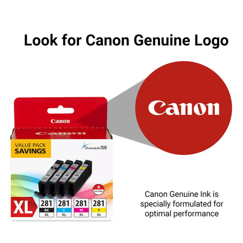 Canon XL Four Color Dye Based Ink Value Pack Black Cyan Magenta Yellow for TR8520 TS9120 TS8120 TS6120 TS9521C printers