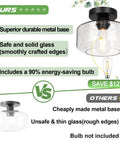 Industrial Semi Flush Mount Ceiling Light With Seeded Glass Shade, 800 Lumen LED Bulb Included, comparison of features and savings