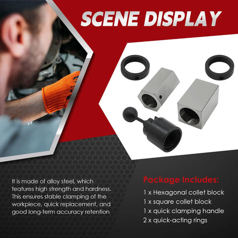 Beefy 5C Collet Block For Lathes And Mill Machines Featuring Hex Square Mount Accepting 1/16 To 1 1/8 Inch Bars Forged From Tough Alloy Steel With Secure Collet Closer For No Nonsense Daily Shop Tasks.