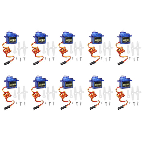 Ten Pack Micro Servo Motors Built From Abs Plastic Kickin Torque Smooth Operation For Rc Airplane Models DIY hobby with accessories.