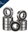 Ten 6202-2RS deep groove ball bearings, 15x35x11 mm, chrome steel with double rubber seals.