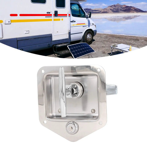 Built Damn Tough Stainless Steel T Handle Latch With Dual Keys For RV Truck Trailer Access Rock Solid Toolbox Lock That Keeps Your Rig Gear Locked In Tight Through Long Haul Shifts And Weekend Cruises