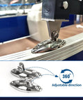 Boat Bimini Top Swivel Hinge 316 Stainless Steel Deck Side Mount Quick Release Hinge With 360 Degree Rotation, mounted view
