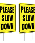 Please Slow Down Yard Sign With Stake 13x17 Inches Double Sided Corrugated Plastic Kids At Play Safety Sign For Street To Keep Drivers In Check And Protect Children And Pets