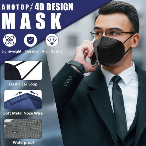 Five Layer KN95 Face Masks Pack Of 30 Individually Wrapped For Adults Women Men Teens with Elastic Ear Loops and Soft Nose Wire