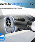 Type 2 To Type 1 EV Charging Adapter With No Sweat Anti Drop Plug Handles 32 Amps And 250V AC in use for J1772 EV charging.