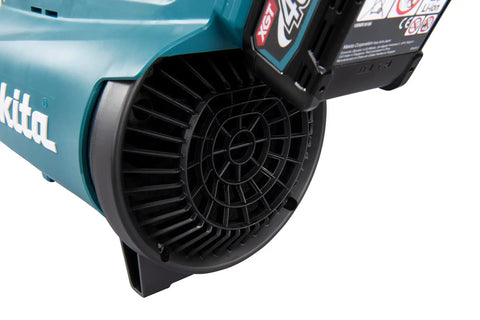 Close-up of the rear motor housing of the Top Shelf Brushless Cordless Leaf Blower Featuring Smooth Trigger Cruise Control.