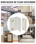 Strong Magnetic Cabinet Catches Set with Punch Free L Shaped Hidden Door Closers in white for no drill installation