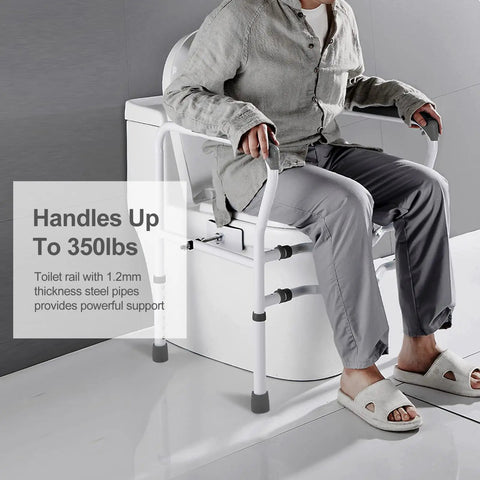 Heavy Duty Toilet Safety Rails For Seniors Standalone Grab Bars With Adjustable Height And Width Easy Install