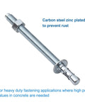 1/2 Inch By 5-1/2 Inch Wedge Anchors Zinc Plated Heavy Duty Fasteners For Concrete, carbon steel anchor with hex nut