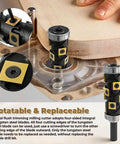 No Sweat 1/2 Inch Flush Trim Router Bit With Dual Top And Bottom Bearings for CNC routers with replaceable tungsten steel blades.