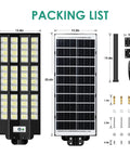 Packing list of 12000W Solar Street Lights Outdoor Waterproof Two Pack Large Parking Lot Flood Lights with included accessories