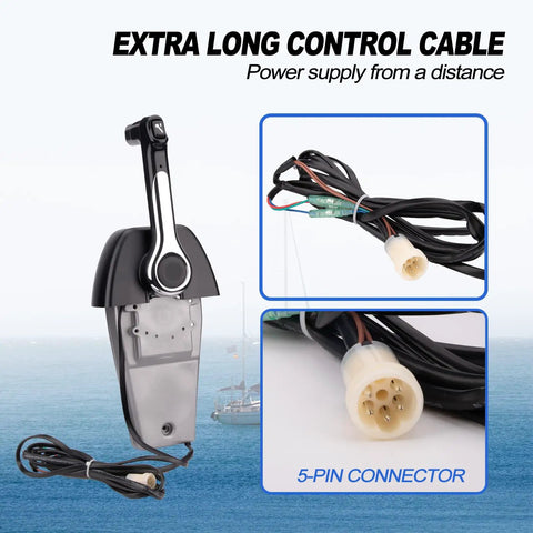 Beefed Up Outboard Engine Remote Control Box For Marine Binnacle Top Console Mount With 5-pin Connector Cables