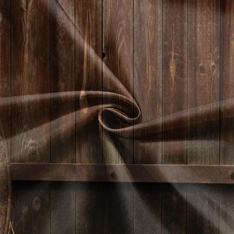 Cowboy Backdrop 7x5 Ft Vintage Western Barn Door Scene showing wooden texture and seamless vinyl material for photoshoots