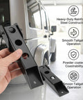 Heavy Duty Tailgate Hinge Set For Jeep Wrangler JK and JKU 2007 through 2018 showing reinforced steel construction and smooth operation.
