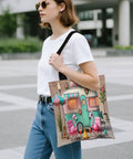 Woman with Flame Bird Camping RV Themed Tote Bag For Women, lightweight polyester shoulder bag