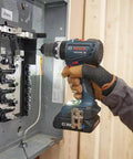 Rock Solid 1/2 Inch Hammer Drill Driver Kit Brushless Motor 565 In-Lbs Torque Core18V Battery used for installing electrical components.