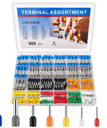 800 Pcs Wire Ferrule Connectors Kit AWG 22 10 Copper Nylon Insulated Cord Pin Ends Crimp Terminals variety in case.