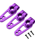 Three Pack Aluminum 25T Steering Servo Arm Horn Set For DIY RC Cars Boats And Planes, 31mm Length, 7mm Thick, 3mm Holes, High Torque Coreless Servo Accessory In Purple, with screws