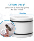 Premium Shower Head Water Filter Replacement Cartridges Featuring Advanced KDF Filtration Material shown with size dimensions