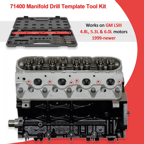 Pro Grade Manifold Drill Template For GM LS Engines 4.8L 5.3L 6.0L Chevy Removal Tool Kit with cylinder head and template