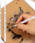 Two White Sketch Charcoal Pencils Set High Quality Wooden Charcoal Pencils For Artists Great For Drawing Sketching Blending