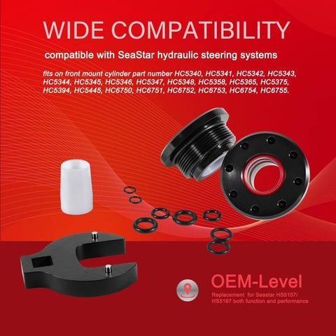 Front Mount Pro Grade Hydraulic Steering Cylinder Seal Kit With Pin Wrench For SeaStar HC5340 HC5341 HC5342 HC5343 HC5345