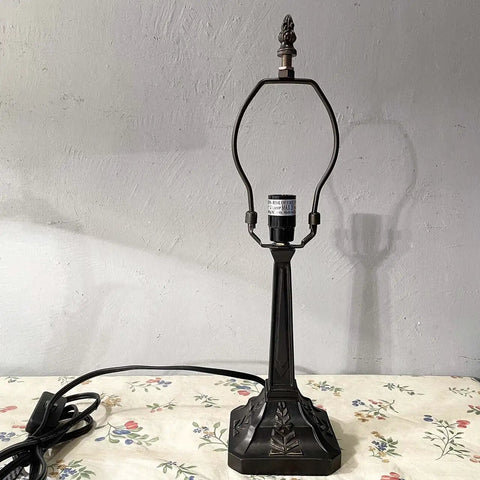 Lamp base of Mission Style Table Lamp With Tiffany Stained Glass Night Light Hexagonal Cone Lampshade 10 Inch Wide By 16 Inch Tall