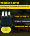 PTO Switch Replacement For Lawn Tractors And Zero Turn Mowers, 8 Pin Blade Clutch Switch, black yellow with metal, model 1722887