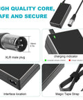 Detailed view of 44V 1.5A Scooter Battery Charger For 36V Lead Acid Batteries with 3-Pin XLR Connector, indicators, and features.