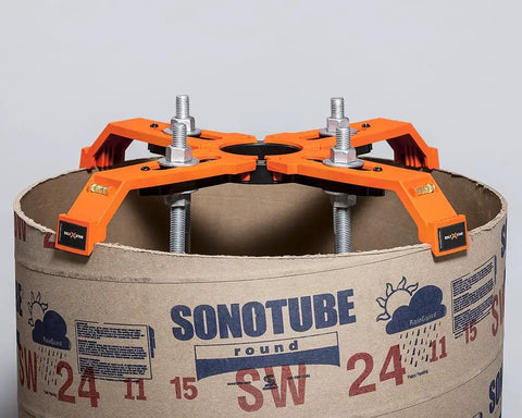 24 Inch Reusable Pole Base Template For Quick Setup, multi size bolts on Sonotube formwork, self supporting and labor saving