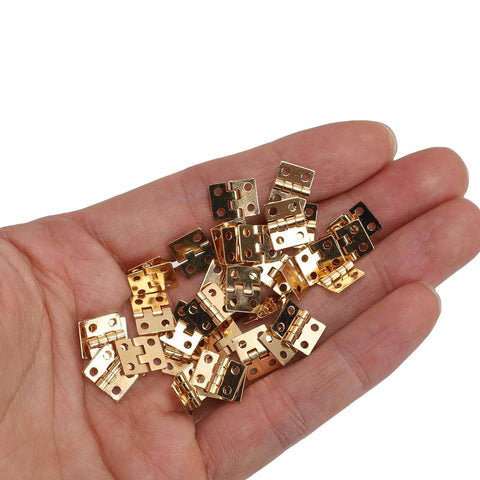 Brass Mini Hinge Set With 200 Pieces And 800 Screws For Jewelry Boxes, Dollhouses, Small Cabinets And Drawers in hand