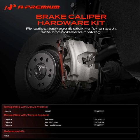 Ultimate A Premium Rear Side Disc Brake Hardware Kit For Toyota 4runner Fj Cruiser And Land Cruiser Fits 1993 To 2022 Plus Lexus Lx450 Model Years 1996 To 1997 With Exact Oem Fitment And Long Lasting Build Quality, rear caliper hardware kit image