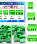 54 Piece PCB Screw Terminal Block Kit With 2.54mm Pitch 0.1 Inch Connectors 2P 3P 4P 5P For Circuit Boards Includes Screwdriver