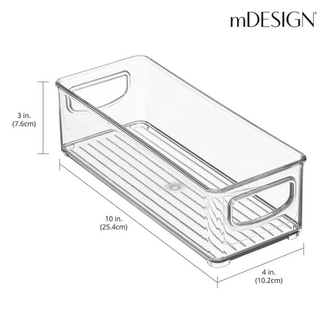 Clear Plastic Bathroom Storage Bins With Handles Set Of 4 For Closet Cabinet Vanity Organizing Hair Tools Accessories Easy Grab Bins 4x10x3 Inches For Easy Access