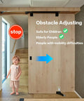 Kickass Motorized Sliding Barn Door Hardware Kit featuring safety features for children and elderly, up to 59 inches wide.