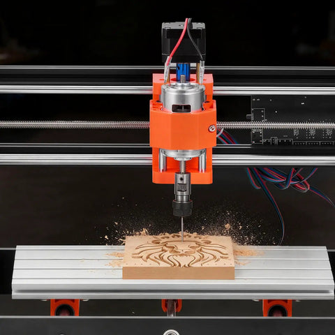 3-Axis CNC Router Machine For Wood And Acrylic Engraving And Milling With A Beefed-Up 60W Spindle, 300 X 180 X 40 mm Working Area, Aluminum Alloy Frame, Rotary Knob, High Precision 0.07 mm Repeatability And Sturdy 4 Cm Base