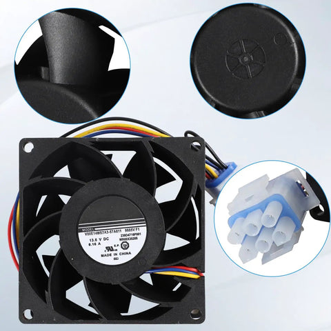 Refrigerator Evaporator Fan Motor DC 13.6V 0.16A Replacement For GE Models WR60X29099 WR60X24723 WR60X20880 WR60X26281 close-up view
