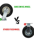 Comparison of Top Notch 8 Inch Pneumatic Industrial Caster Wheels With Slick Black Rubber Tires For Smooth Rolling And Heavy Duty Floor Protection.